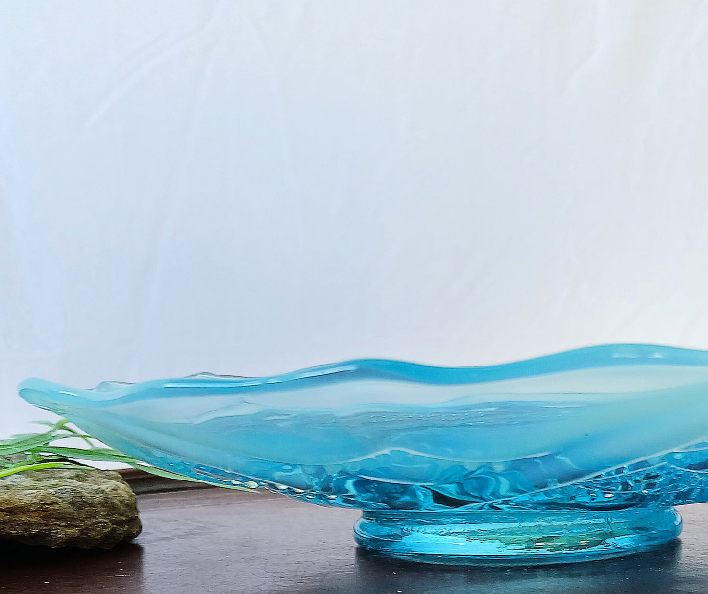 Bold Jefferson Glass Aqua Blue Opalescent Plate