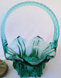 Vintage Fenton Art Glass Basket in Beautiful Spring Green