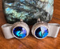 Vintage Chic Silver & Blue Circle Gem Cuff Links