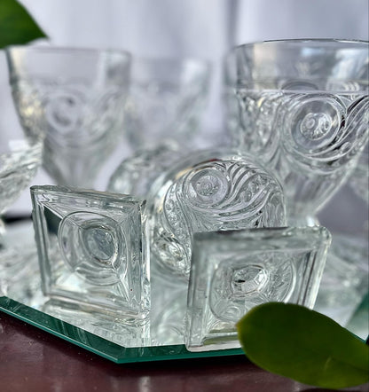 Stunning Set of 10 Vintage Heisey Ipswich Footed Short and Tall Sherbet Glasses