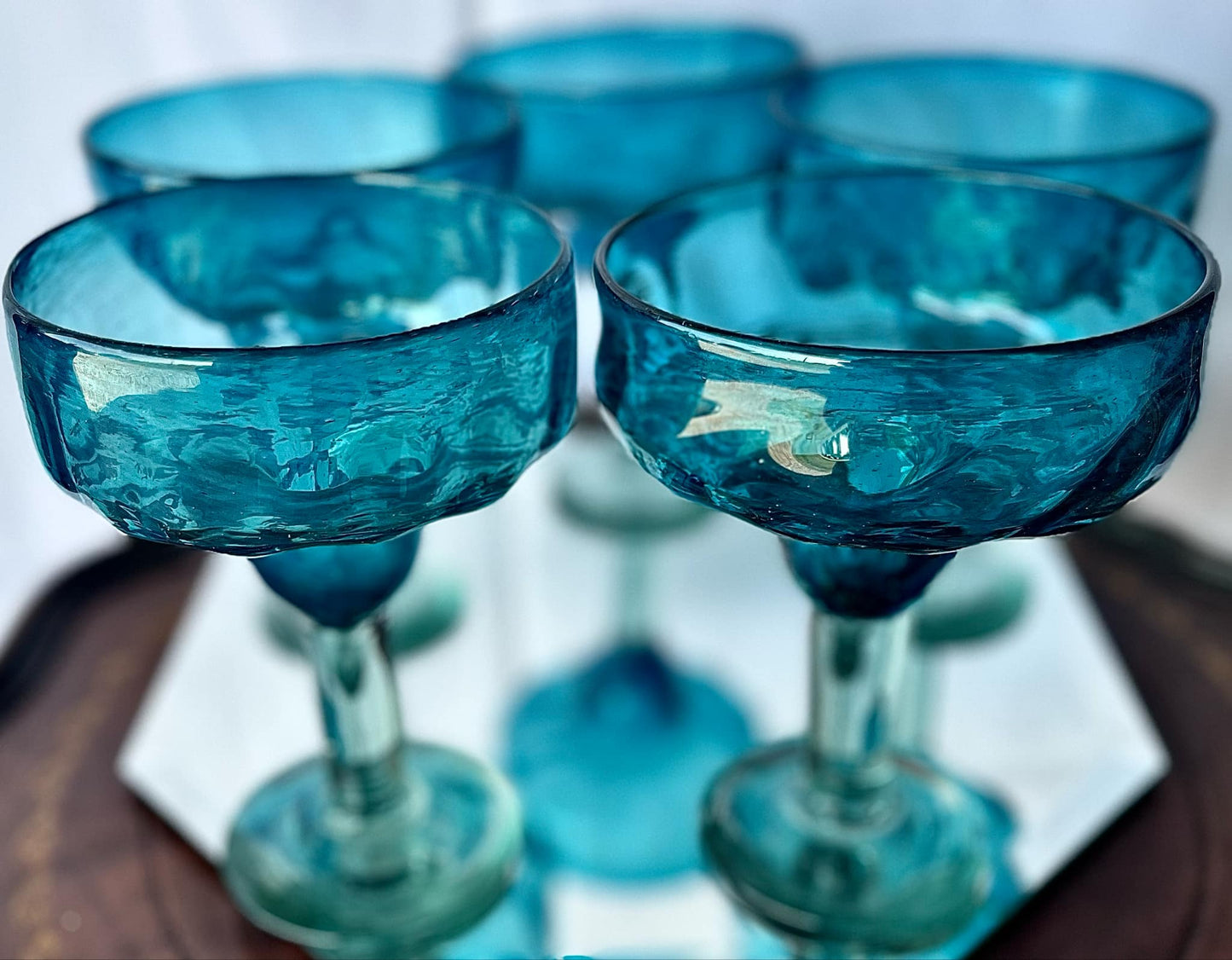 Classic Blue Margarita Barware Glasses, Set of 6