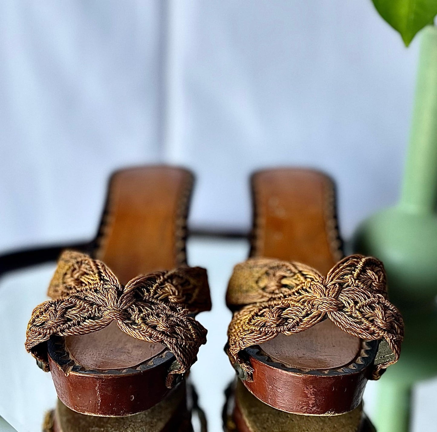 Vintage Hand Carved Wooden Beach Clogs