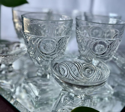 Stunning Set of 10 Vintage Heisey Ipswich Footed Short and Tall Sherbet Glasses